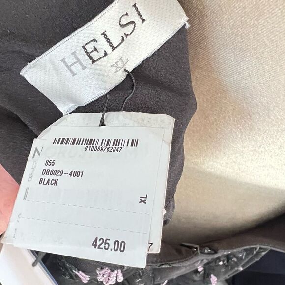 HELSI Ella Embroidered Long Sleeve Deep V-Neck Midi Dress, Black, XL, 12/14, NWT - Picture 9 of 17